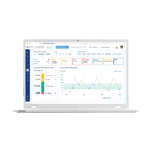Laptop with Glucocontro software on screen